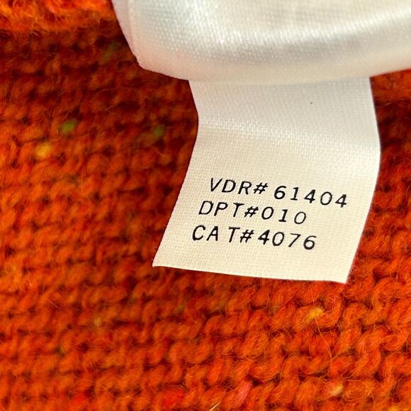 Vintage 90s Eddie Bauer Wool Blend Sweater Mens Large Orange V Neck Made In USA - Picture 6 of 7